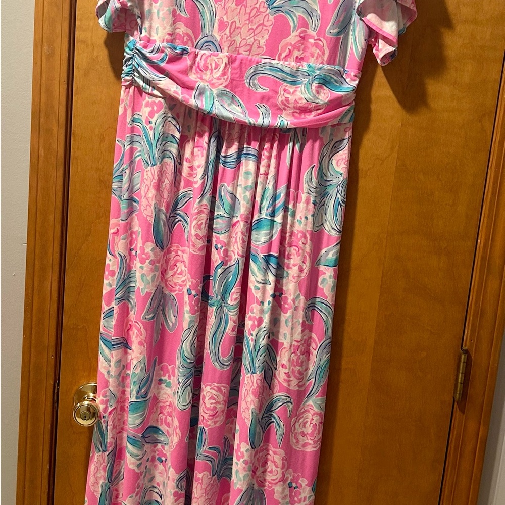 Lilly Pulitzer Pink and Blue Floral Maxi Dress